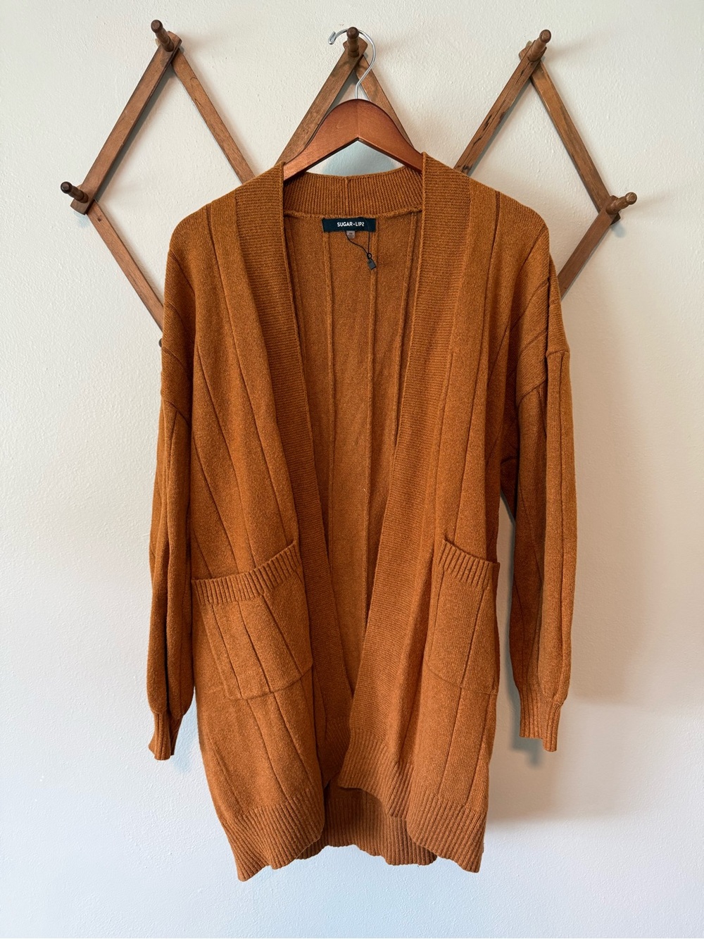 Open-Front Pocket Oversized Cardigan